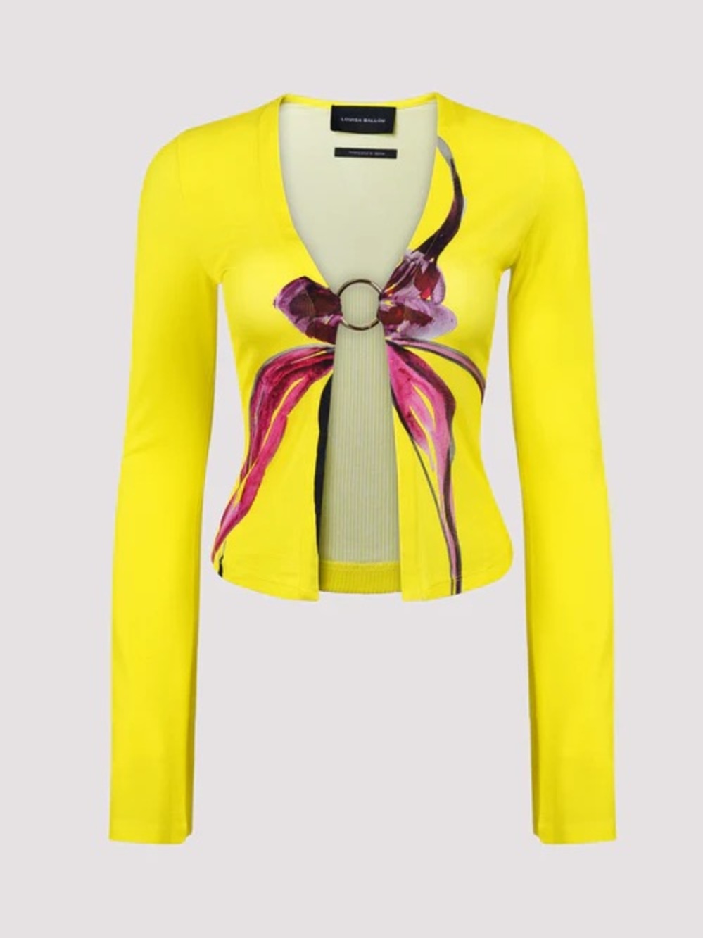 Louisa Ballou Yellow Long-Sleeve Floral Ring Top